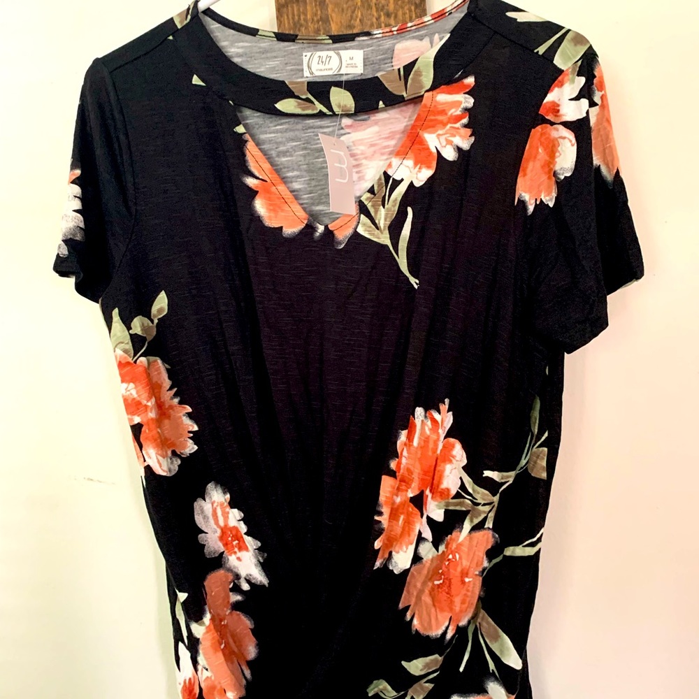 Maurices shirt black with floral print